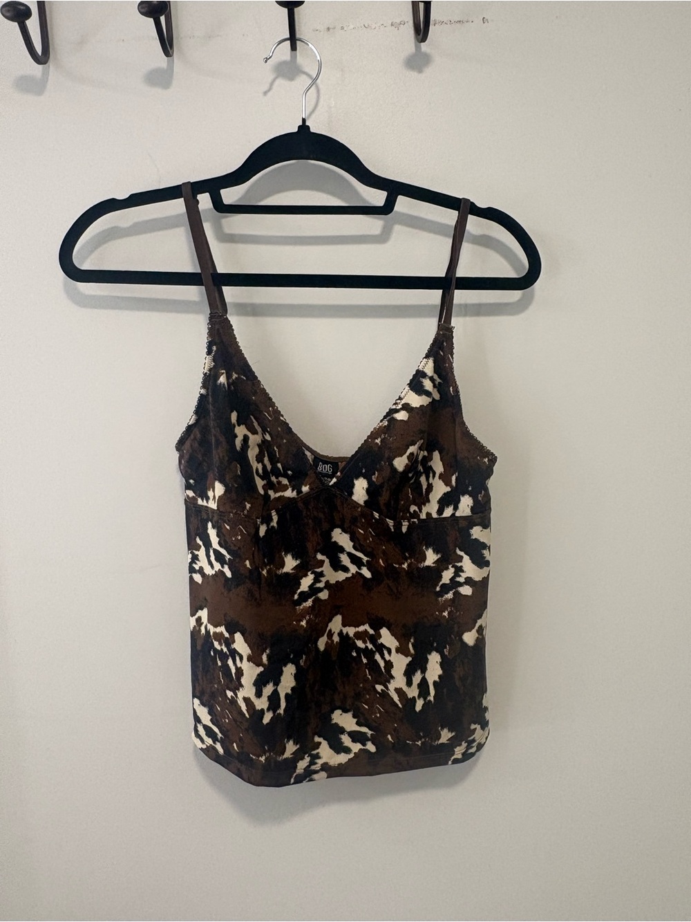 BDG Brown and Cream Cowprint V-Neck Cami